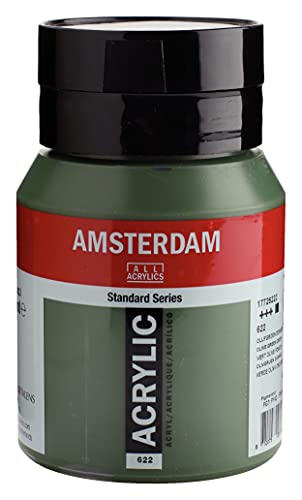 Amsterdam Standard Series Acrylic Jar 500ml Olive Green Deep 622 (17726222) - color: Olive Green Deep, size: 16.9 Fl Oz (Pack of 1)