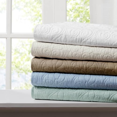 Madison Park Damask Quilting Design Throw Blanket, 60"x70" - color: Khaki, size: 60"x70"