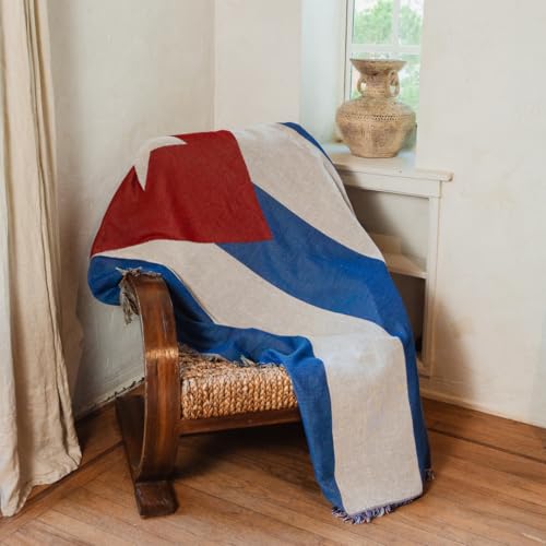 Cuba Flag Woven Throw Blanket – Woven Not Printed – 50x70 Cuban Blanket for Couch, Bed or Wall – Made for Cubans Living Abroad - color: Cuba