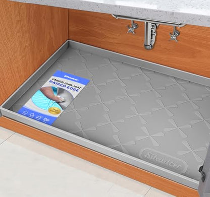 SIKADEER Waterproof Under Sink Mat Silicone 37"x19", Kitchen Cabinet Liner - color: Gray, size: 37"W x 19"L