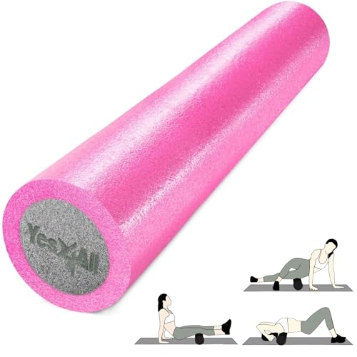 Yes4All Medium Firm Two-Layer PE Foam Roller for Yoga & Pilates - color: 36 Inches - Pink/Grey
