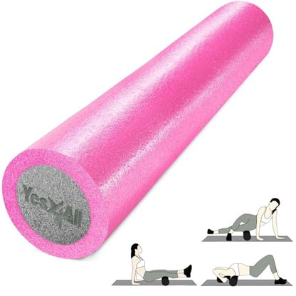 Yes4All Medium Firm Two-Layer PE Foam Roller for Yoga & Pilates - color: 36 Inches - Pink/Grey