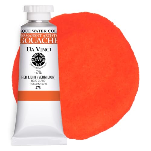 DA VINCI PAINTS Professional Artist Gouache Paint, Red Light, 37mL - color: Red Light