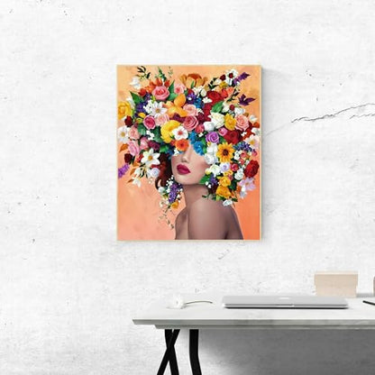 ldazao Paint By Numbers Kit for Adults Flower Color Adult Paint By Number Kits Paint and Sip Kit Canvas Oil Painting Kit Girl Crafts for Women Gift Flameless 16x20 Inch Flameless - color: sznvren