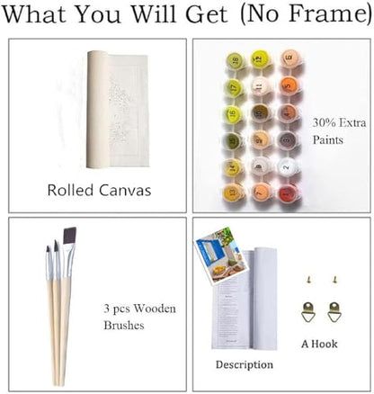 ZRIZQ Paint by Numbers Kit for Adults Beginner,Lemon Tree,16x20 | Full set with wooden brushes,rolled canvas,rich paints.Calming activity.Beginner friendly.Just open and paint. - color: 16"X20"Rolled Canvas(Frameless)-Landscape 2