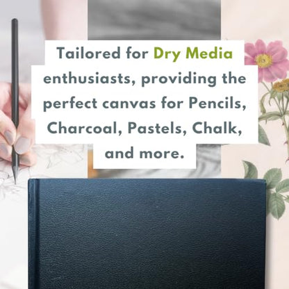 Cantoo City A4 Sketchbook, Professional Grade, Black Hard Cover Sketch Book, Art Drawing Book, Wood Free, Off White Thick Paper, Sketch Pad, Dry Media 100 Pages -160g/M² (108 Lb)