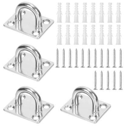 4 Pcs M5 304 Stainless Steel Square Pad Eye Plate, 35x30mm Heavy Duty Ceiling Mount U-Bracket with Screws & Anchors – Marine Hardware for Hammock, Swing, Sandbag, Plants (35mmx30mm) - size: 35mm*30mm