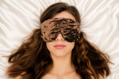 Handmade Opulence Yoga Eye Pillow - Weighted Flaxseed Fill, Lavender Aromatherapy, Satin & Velvet, Adjustable Strap - Ideal for Meditation & Restful Sleep - Mocha - TEMFL-MO - color: Mocha