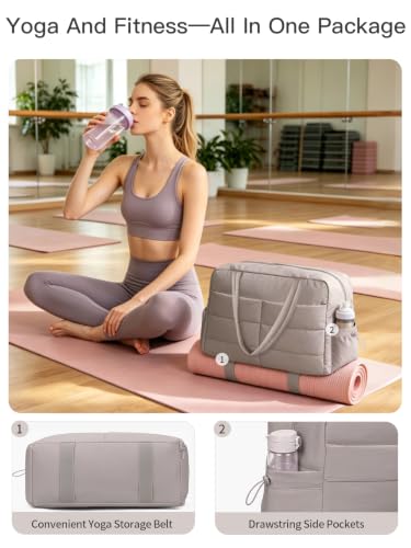 Gitus Travel Duffle Bag for Women Puffer Weekender Bags Carry on Gym Bag - color: Gray