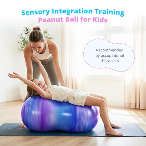 18''/20'' Peanut Ball for Kids & Adults, Anti-Burst Exercise Ball - color: Blue-purple, size: 18''(45cm*90cm)