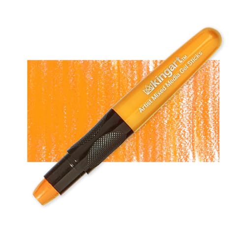 KINGART GS004-1 Mixed Media Gel Stick Crayon, Orange | 1-Piece Artist Crayon: Brush on water for watercolor effects; odorless and non-toxic - color: Orange