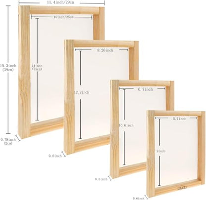31 Pieces Screen Printing Starter kit Include 4 Different Size | Wood Silk Screen Printing Frame with 110 Mesh, Squeegees, Inkjet Transparency Film, Ink Knife, Gloves and Mask Tape - style: 31pcs