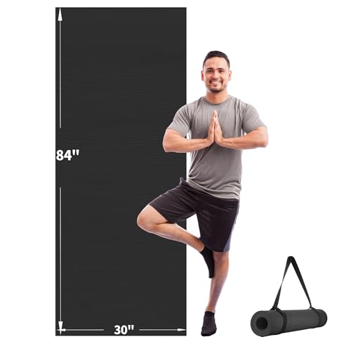 CAMBIVO Extra Long Wide Yoga Mat, Thick PVC Workout Mat | For tall and plus-size, cushioned PVC with non-slip bottom, for home gym pilates barefoot and bodyweight training - size: 84" x 30" x 6mm