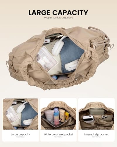 LOVEVOOK Gym Bag For Women,Yoga Mat Bag - color: Khaki