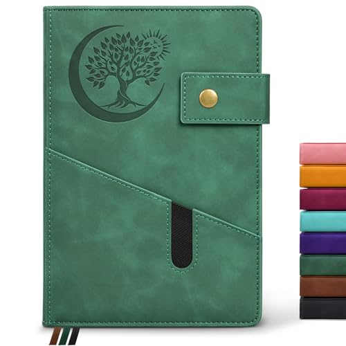 PAIBAS Lined Journal Notebook for Men, A5 Leather Journals for Writing Women, Hardcover Notebooks for Work,School,Note Taking,Travel,Business,Personal daily Diary,200 Page College Ruled (5.9" x 8.4") - color: Green, size: Lined Page