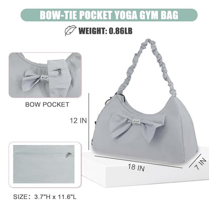 WOLT Gym Bag For Women, Yoga Mat Bag with Shoes Compartment, Wet Pocket and Water Bottle Pocket - color: Lightgrey