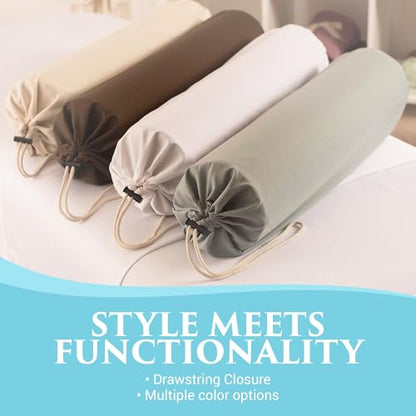 NRG Microfiber Bolster Covers Round Massage Bolster Pillow Covers - 6" x 27" - 100% Polyester Microfiber - Soft & Durable - Protection from Stains & Oil - Drawstring Closure (Dark Chocolate) - color: Dark Chocolate, size: 6" x 27"
