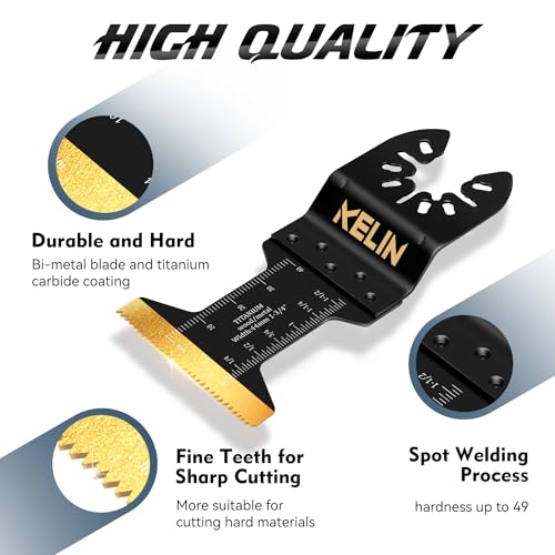 32pcs Titanium Oscillating Tool Blades, Universal Multitool Blades | Oscillating Saw Blade for Hard Wood, Metal,Nails, Laminate Flooring, Multi Tool Blades Kits Fit Dewalt Bosch Milwaukee Ryobi - size: 32 PCS