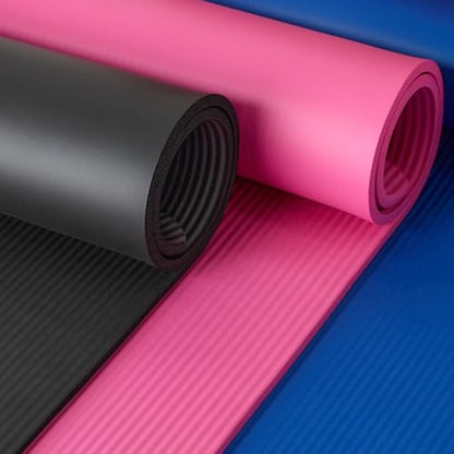 Amazon Basics Extra Thick Exercise Yoga Mat with Carrying Strap - color: Black, style: 1/2 Inch