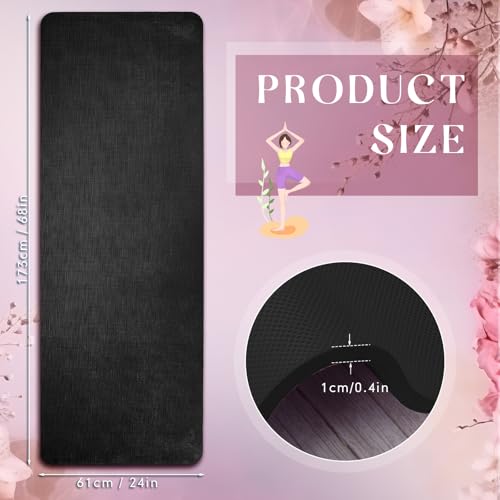 Timgle 6 Pcs 10mm Thick Yoga Mat Bulk 68 x 24 Inches Anti-slip Tear-resistant Exercise Mat Adult Gym Mats for Fitness, Stretching, Workout and Studio, Outdoor Yoga, Pilates - color: Black