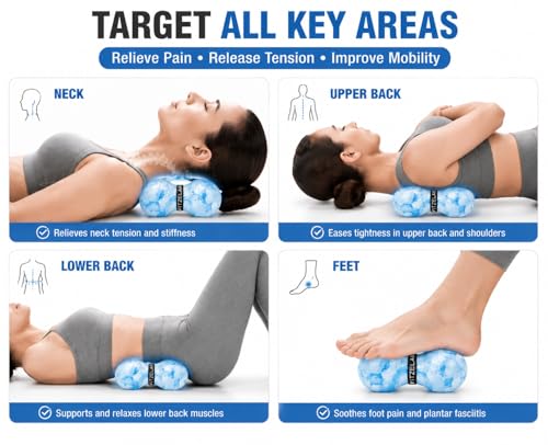 FITZELAR Double Lacrosse Massage Ball for Myofascial Release, Quality Certification, Massage Deep Tissue for Waist Back Feet, Trigger Point Therapy, Muscle Knots, Peanut Massage Ball for Muscle Pain - color: Blue