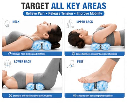 FITZELAR Double Lacrosse Massage Ball for Myofascial Release, Quality Certification, Massage Deep Tissue for Waist Back Feet, Trigger Point Therapy, Muscle Knots, Peanut Massage Ball for Muscle Pain - color: Blue