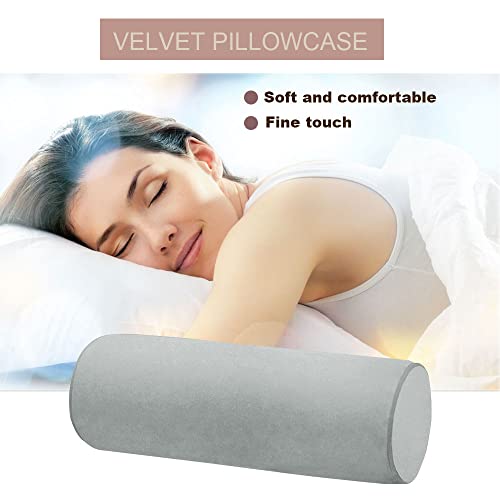 16X6 Memory Foam Round Cervical Roll Cylinder Bolster Pillow with Removable Washable Cover, for Head, Neck, Back, and Legs Ideal for Spine and Neck Support(Gray) - color: Gray, size: 16X6