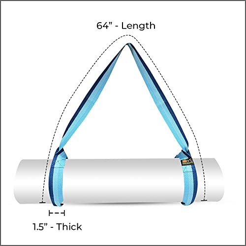 Yoga Mat Carrier Strap | Adjustable Mat Holder Sling for Carrying Mats | Thick & Comfy Texture | Yoga Mat Strap - color: Blue