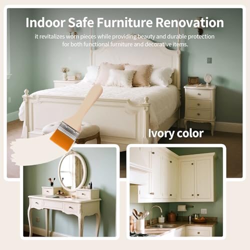 All-in-One Matte Wood Furniture Paint Kit - Non-Toxic & Odorless Water-Based Formula - No Sand/Prime/Varnish - Indoor Safe Furniture Renovation with Tools (Black,16 Oz)