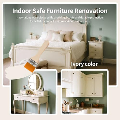 All-in-One Matte Wood Furniture Paint Kit - Non-Toxic & Odorless Water-Based Formula - No Sand/Prime/Varnish - Indoor Safe Furniture Renovation with Tools (Black,16 Oz)