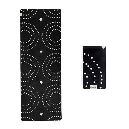 Travel Yoga Mat 1.5mm | Foldable, Lightweight Mat | Use for Travel, Backpacking, Yoga Retreat, Outdoors, Gym, Pilates, Machine Washable, Eco-Friendly - color: Black