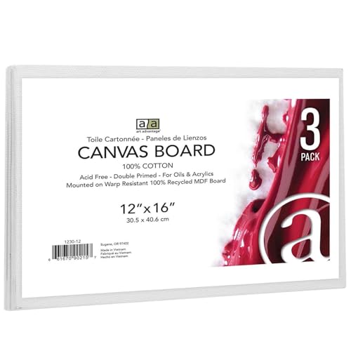 12-Inch by 16-Inch Canvas Board, 3-Pack (1230-12) - size: 12-inch x 16-inch, 3 Pack