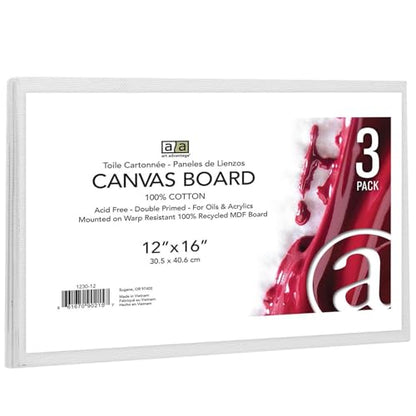12-Inch by 16-Inch Canvas Board, 3-Pack (1230-12) - size: 12-inch x 16-inch, 3 Pack