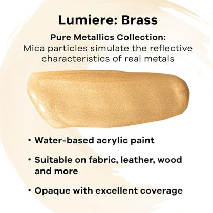Jacquard Lumiere 8oz Fabric Paint Brass - Metallic Paint for Fabric Paper Wood Ceramic and Metal - Light-bodied Metallic Acrylic Paint - Lightfast & Vibrant Metallic Acrylic Paints - color: Brass, size: 8 Fl Oz (Pack of 1)