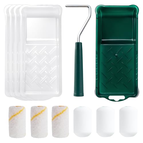 Paint Roller Kit, 12 Pack, 2 Inch Mini Paint Roller with Trays | Small Paint Roller for All Paints, Painting Tools for Small Areas, Corners, Touch-Ups, Walls and Cabinets, Easy to Clean