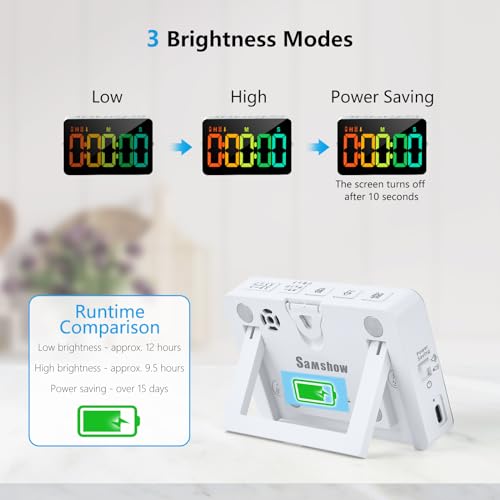 Samshow Rechargeable Digital Kitchen Timer, 2 Packs, Color Change - color: Rgb