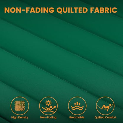 Lazy Daze 12 FT Double Quilted Hammock with Spreader Bar for Outside, Green | 2 Person Heavy Duty Hammock with Detachable Pillow and Carabiners for Outdoor Backyard Poolside, 450lbs Weight Capacity - color: Dark Green
