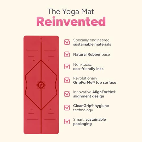 Liforme Special Yoga Mat - Patented Alignment Design, Ultimate Grip - color: Red