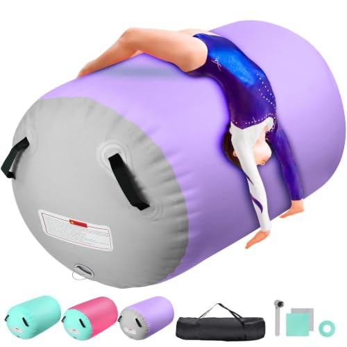 Inflatable Gymnastics Air Roller Barrel Purple 47 * 29inch - color: Purple, size: 47*29 Inch