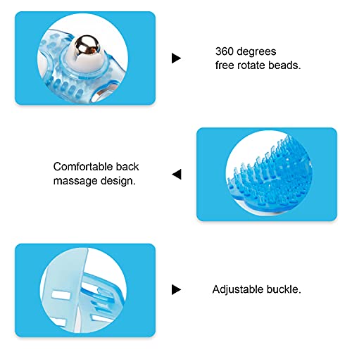 Handheld Massage Ball for Muscle Back Neck Joint Foot Shoulder Leg Pain Relief - Palm Shaped Massage Tool with Roller Balls, Portable Design, Blue