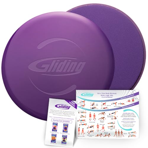 Gliding 9” Sliders for Working Out on Any Floor, 1 Pair + 4 Videos - color: Purple