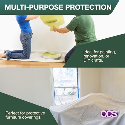 All Purpose Canvas Drop Cloth by CCS CHICAGO CANVAS & SUPPLY - Paint Tarp, Canvas Fabric, Drop Cloth Curtains, Paint Drop Cloth, Washable & Reusable Drop Cloth for Painting - 4 by 50 Feet - size: 4 by 50 Feet