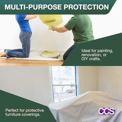 All Purpose Canvas Drop Cloth by CCS CHICAGO CANVAS & SUPPLY - Paint Tarp, Canvas Fabric, Drop Cloth Curtains, Paint Drop Cloth, Washable & Reusable Drop Cloth for Painting - 4 by 50 Feet - size: 4 by 50 Feet