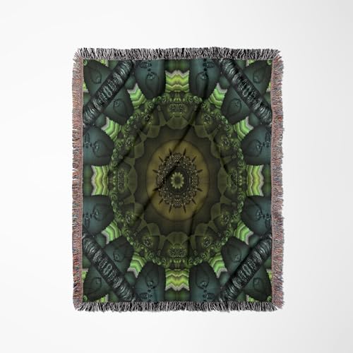 3dRose Mandala 28 Zen InnerBalance Green Harmony Chakra Meditation InnerPeace Woven Blanket