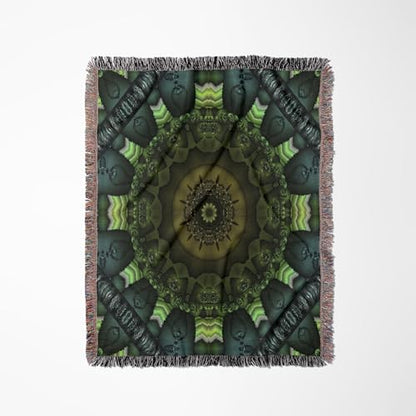 3dRose Mandala 28 Zen InnerBalance Green Harmony Chakra Meditation InnerPeace Woven Blanket