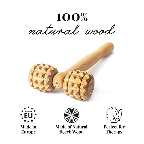 tuuli Accessories - T-Shape Massage Roller, Body and Face Roller, Multi-Functional Facial Massager, Helps Ease Muscle Tension and Supports Skin Health, Wooden Roller Massager Tool
