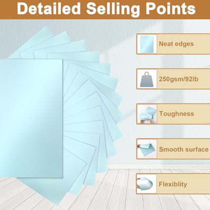 Silunkia 120 Sheets Light Blue Shimmer Cardstock 8.5 x 11 Paper 92lb | Thick Craft Paper Light Blue Card Stock for DIY Cards Making, Greeting Cards, Wedding Invitations, Menus - color: Blue, size: 120 Sheets