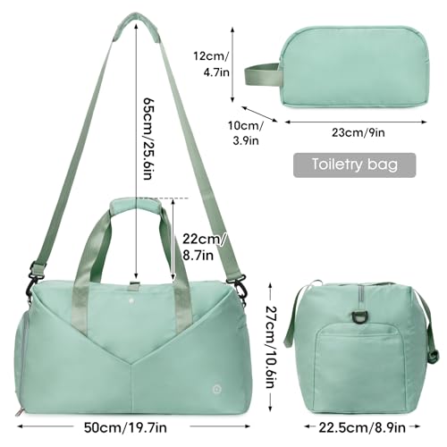 Ceneda 20" Gym Bag for Women with Wet Pocket & Shoe Compartment, Lightweight Duffel Waterproof Carry On Duffle for Travel, Yoga, Overnight (Mint Green) - color: Mint Green