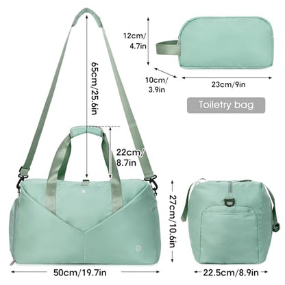 Ceneda 20" Gym Bag for Women with Wet Pocket & Shoe Compartment, Lightweight Duffel Waterproof Carry On Duffle for Travel, Yoga, Overnight (Mint Green) - color: Mint Green
