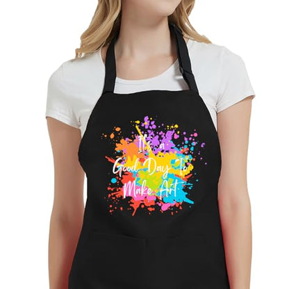 Aprons for Painting with Pockets, Adjustable Artist Smocks for Women Men, Gifts for Artists, Art Teachers, Painters